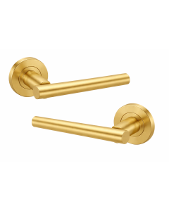 IRONZONE Axis Lever Door Handle on Round Rose - Satin Brass