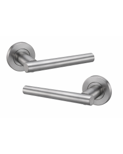 IRONZONE Axis Lever Door Handle on Round Rose - Satin Chrome