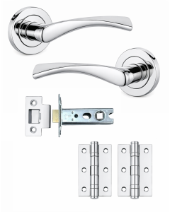 IRONZONE Elvas Style Levers on Rose - Latch Pack - Polished Chrome