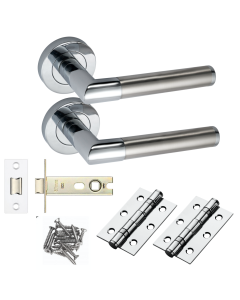 IRONZONE Lucca Style Levers on Rose - Polished Chrome/Satin Nickel - Latch Pack