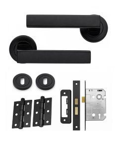 IRONZONE Oscura Lever on Round Rose - Lock Pack - Matt Black