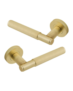IRONZONE LVR015MSB Marino Knurled Lever Door Handle on Rose - Matt Satin Brass