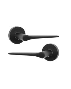 IRONZONE LVR017 Vortex Lever Door Handle On Round Rose - Matt Black