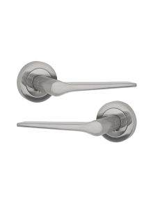 IRONZONE LVR017 Vortex Lever Door Handle On Round Rose - Satin Nickel