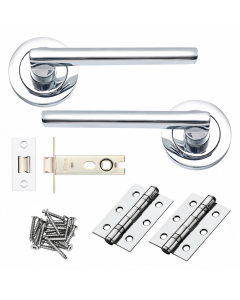 IRONZONE Amora Style Lever on Rose - Latch Pack - Polished Chrome