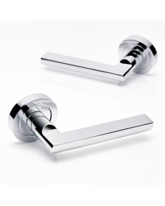 IRONZONE Amora Door Handle On Rose - Polished Chrome