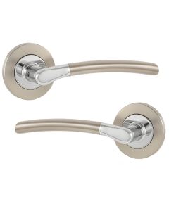 IRONZONE Andalusia Door Handle on Rose Polished Chrome Satin Nickel