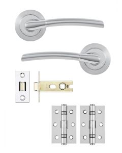 IRONZONE Andalusia Style Lever on Rose - Latch Pack - Satin Chrome/Polished Chrome