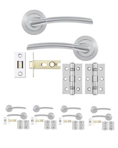 IRONZONE 5 Sets Andalusia Style Lever on Rose - Latch Pack - Satin Chrome/Polished Chrome