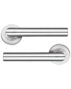 STEELWORKS Mitred Door Lever on Rose - Satin Stainless Steel