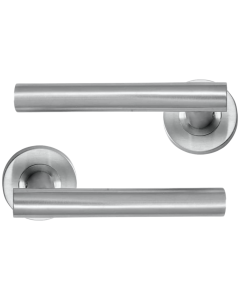 STEELWORKS Straight T-Bar Door Lever on Rose - Satin Stainless Steel