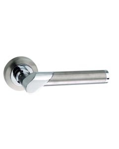 Mediterranean Tunis Lever on Round Rose - Satin Nickel/Polished Chrome M125SNCP