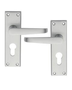 Carlisle Brass M30YSC Victorian Lever On Backplate - Lock Euro Profile 47.5mm C/C Satin Chrome