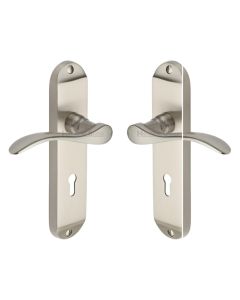 Heritage Brass MAY7600-SN Door Handle Lever Lock Maya Design Satin Nickel finish