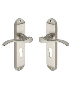 Heritage Brass MAY7648-SN Door Handle for Euro Profile Plate Maya Design Satin Nickel finish