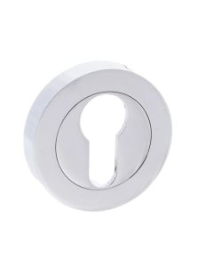 Mediterranean Euro Escutcheon on Round Rose - Polished Chrome MESCECP