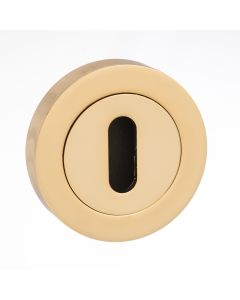 Mediterranean Key Escutcheon on Round Rose - Polished Brass MESCKBP