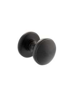 Millhouse Brass Edison Solid Brass Domed Mortice Knob on Concealed Fix Rose - Matt Black MH400DMKMB