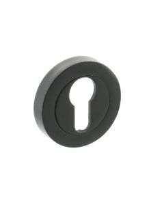 Millhouse Brass Euro Escutcheon on Round Rose - Matt Black MHREMB
