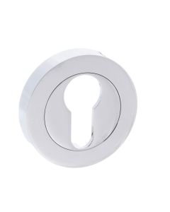 Millhouse Brass Euro Escutcheon on Round Rose - Polished Chrome MHREPC