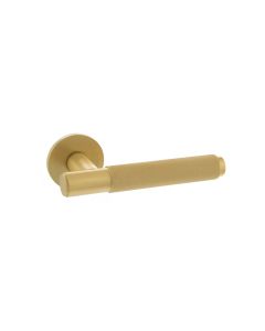 Millhouse Brass Crompton Designer Lever on 5mm Slimline Round Rose - Satin Brass MHSR100SB