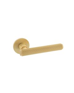 Millhouse Brass Stephenson Designer Lever on 5mm Slimline Round Rose - Satin Brass MHSR250SB