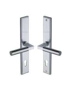 Heritage Brass Multi-Point Door Handle Lever Lock Bauhaus LH Design Satin Chrome