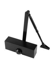 IRONZONE Overhead Door Closer Fixed Power Size 3 (28779) | With Cover & Arm | For Doors up to 60kg | Fire Rated | CE, UKCA & Certifire Approved - Black Finish