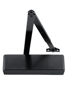 IRONZONE Fire Rated Size 2-4 Door Closer C/W Back Check & Delayed Action - Flat ARM and Body - SEMI RADIUSED Cover -  Black