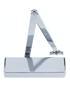 IRONZONE Fire Rated Size 2-4 Door Closer C/W Back Check & Delayed Action - Flat ARM and Body - SEMI RADIUSED Cover - Polished Stainless Steel
