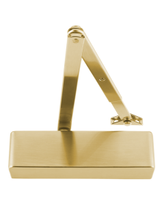 IRONZONE Fire Rated Size 2-4 Door Closer C/W Back Check & Delayed Action - Flat ARM and Body - SEMI RADIUSED Cover - Satin Brass