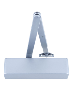 IRONZONE Fire Rated Size 2-4 Door Closer C/W Back Check & Delayed Action - Flat ARM and Body - SEMI RADIUSED Cover - Silver