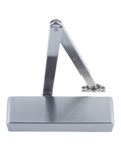 IRONZONE Fire Rated Size 2-4 Door Closer C/W Back Check & Delayed Action - Flat ARM and Body - SEMI RADIUSED Cover - Satin Stainless Steel