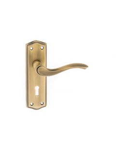 Old English Warwick Key Lever on Backplate - Matt Antique Brass OE178KMAB