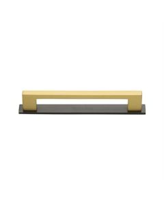 Heritage Brass PL0337 160-BSB Cabinet Pull Metro Design with Plate 160mm CTC Matt Bronze/Satin Brass Finish