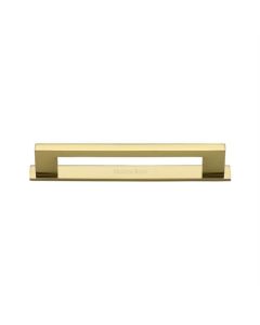 Heritage Brass PL0337 160-PB Cabinet Pull Metro Design with Plate 160mm CTC Polished Brass Finish