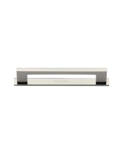 Heritage Brass PL0337 160-PNF Cabinet Pull Metro Design with Plate 160mm CTC Polished Nickel Finish