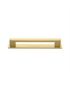 Heritage Brass PL0337 160-SB Cabinet Pull Metro Design with Plate 160mm CTC Satin Brass Finish
