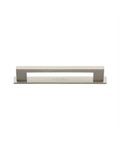 Heritage Brass PL0337 160-SN Cabinet Pull Metro Design with Plate 160mm CTC Satin Nickel Finish