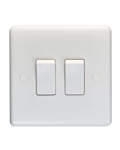 Eurolite Pl3022 Enhance White Plastic 10A 2 Gang 2 Way Switch