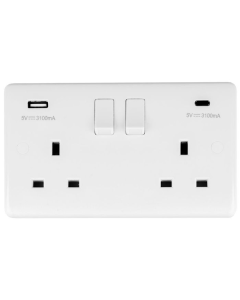 Eurolite Enhance White Plastic Enhance White Plastic 2 Gang Usb C Socket - White