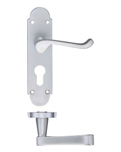 Zoo Hardware PR011EPSC Project Oxford Lever on Europrofile Lock Backplate - 168mm x 42mm Satin Chrome
