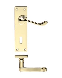 Zoo Hardware PR021EB Project Victorian Scroll Lever on Lock Backplate - 150mm x 40mm Electro Brass