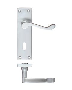 Zoo Hardware PR021SC Project Victorian Scroll Lever on Lock Backplate -150mm x 40mm Satin Chrome