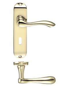 Zoo Hardware PR031EB Project Arundel Lever on Lock Backplate - 180mm x 40mm Electro Brass