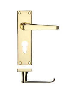 Zoo Hardware PR041EPEB Project Victorian Flat Lever on Europrofile Lock Backplate 150 x 40mm Electro Brass