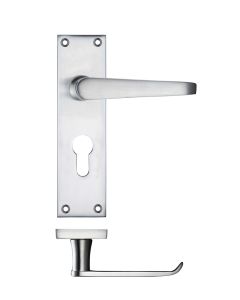 Zoo Hardware PR041EPSC Project Victorian Flat Lever on Europrofile Lock Backplate 150 x 40mm Satin Chrome