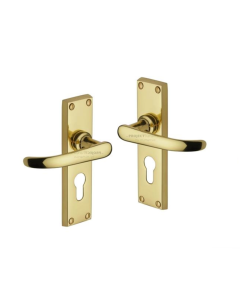 Project Hardware PR927-PB Door Handle for Euro Profile Plate Avon Design Polished Brass finish
