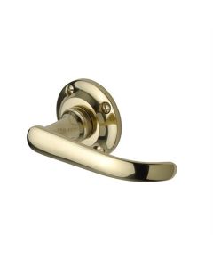 Project Hardware PR930-PB Door Handle Lever Latch on Round Rose Avon Design Polished Brass finish