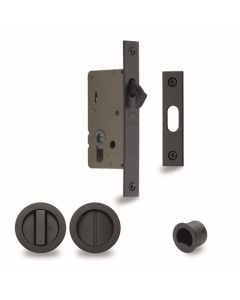 M.Marcus S.A.B Serrature RD2308-40-BLK Sliding Lock with Round Privacy Turns Black Finish